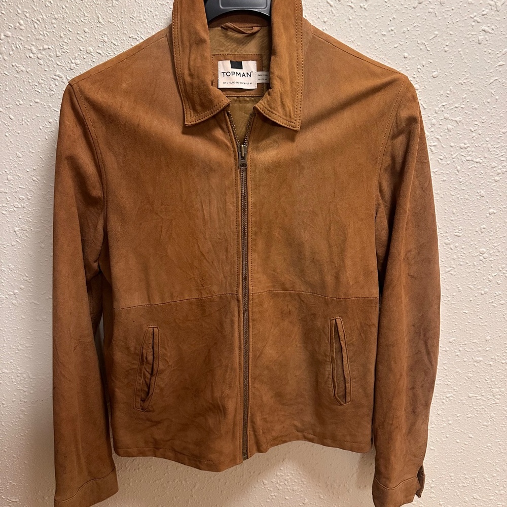 Topman Brown Suede Bomber Jacket - Picture 2 of 5